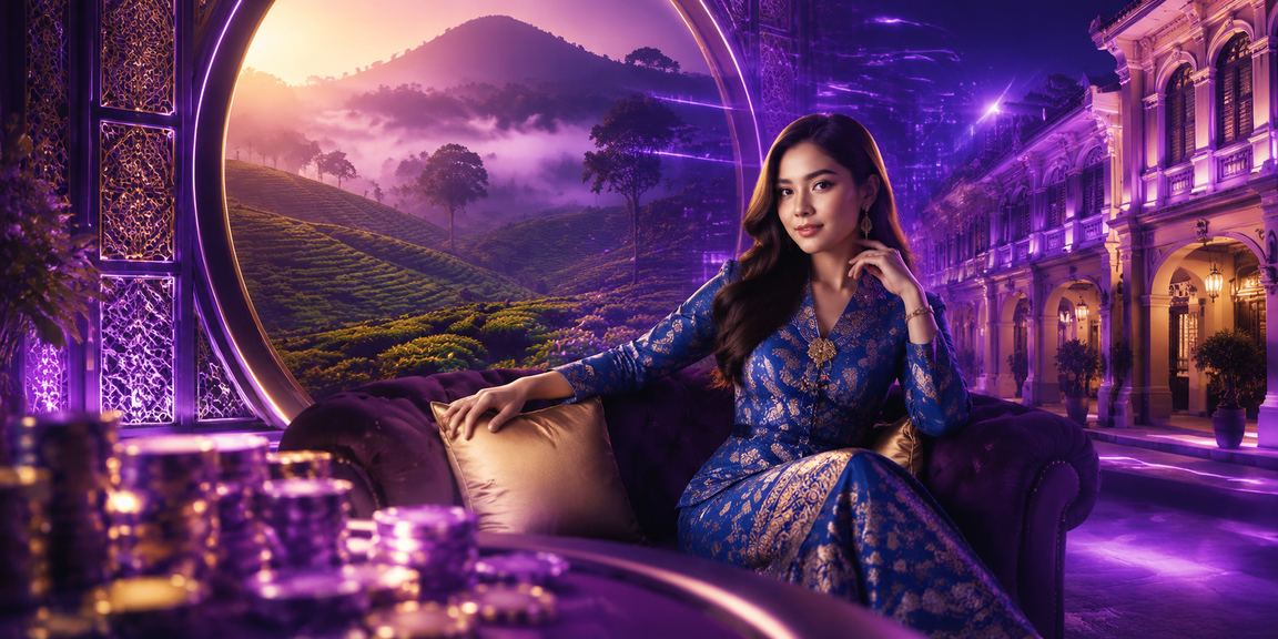 Woman in baju kurung enjoying a Malaysian entertainment casino game